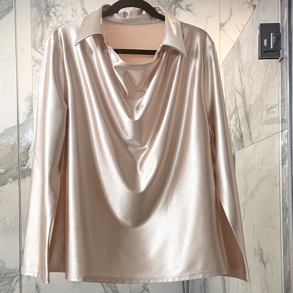 Elegant Cream Satin Women's Top